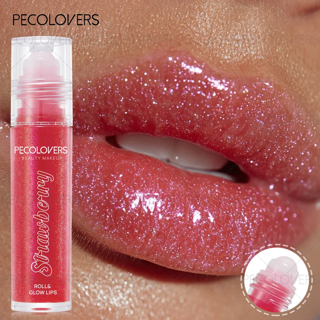 1PC Shimmer Moisturizing Lip Oil Long-Lasting Non-Sticky Lip Gloss Sweatproof Formula Pinkish-Shimmer Lip Gloss for Everyday Zpaxo