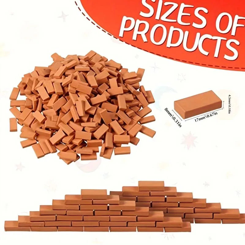 1:16 Mini Red Bricks – Miniature Landscape Model Building Blocks Miniature Building Blocks Zpaxo
