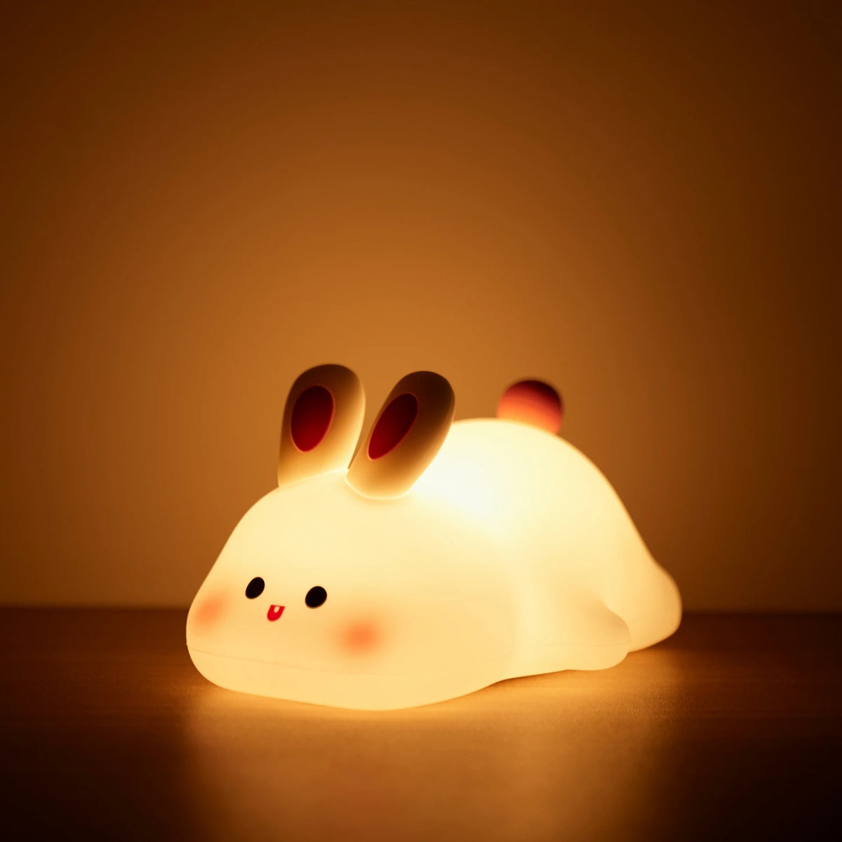 LED Night Lights Cute Sheep Panda Rabbit Silicone Lamp USB Rechargeable Timing Bedside Decor Kids Baby Nightlight Birthday Gift Zpaxo Rabbit