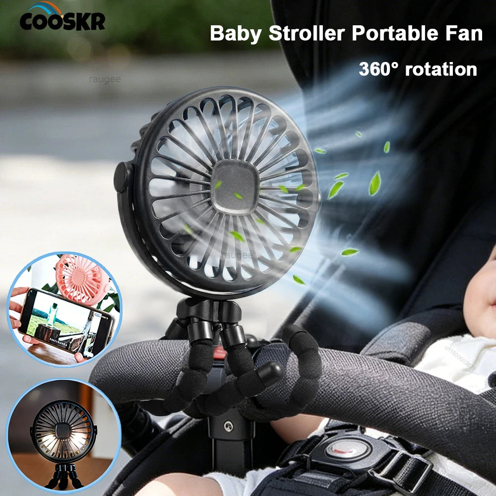 Portable Baby Stroller Fan Mini Handheld Rechargeable Personal