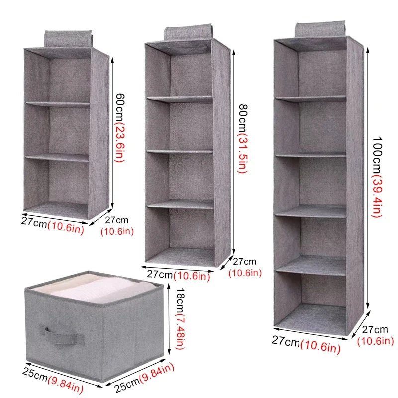 Multi-Layer Hanging Closet Organizer Hanging Bag/Shelf,Collapsible Wardrobe Sundries Organizer washable fabric Zpaxo