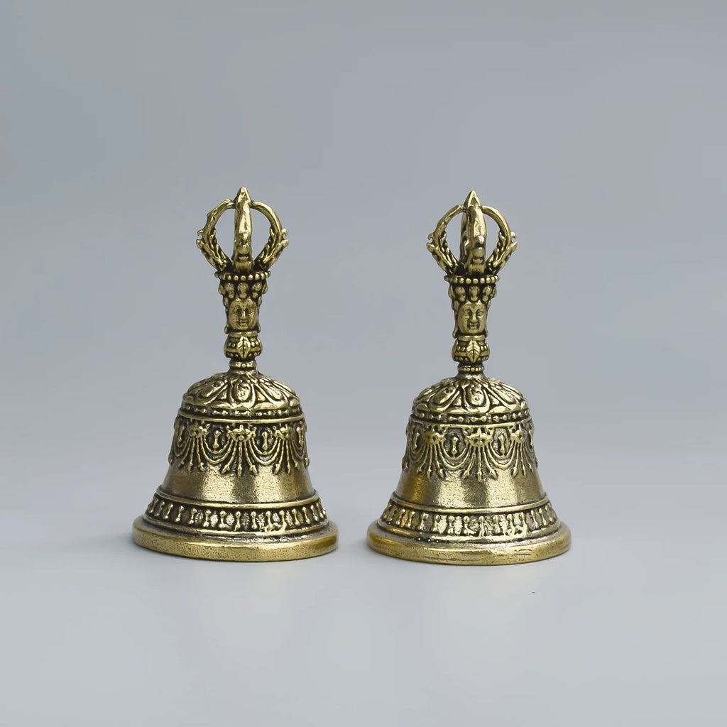Hand-carved Bronze Bell Hand-held Shaker Clap Handle Soothing Healing Zpaxo