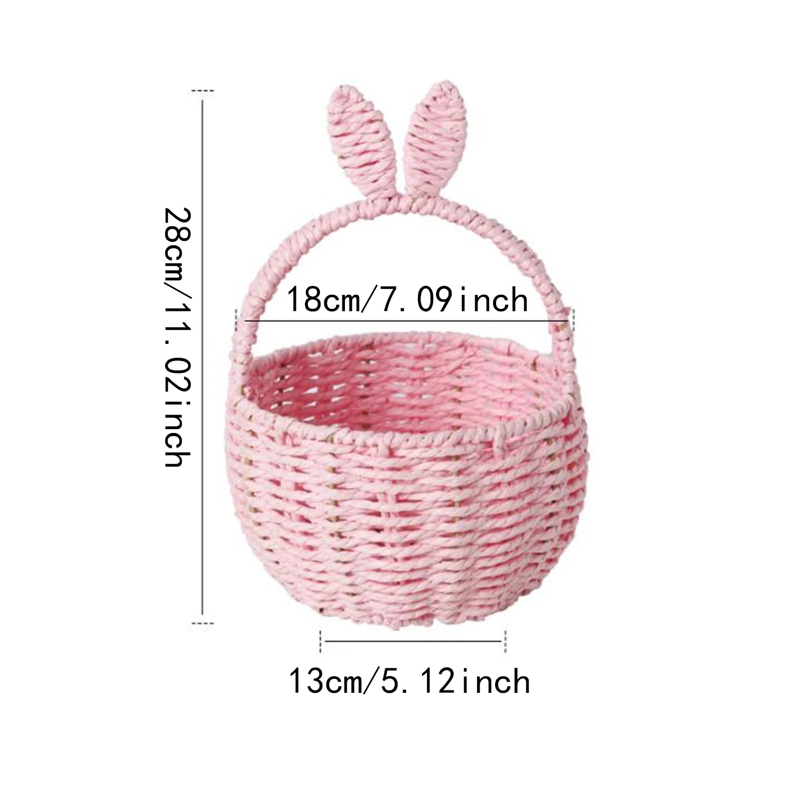 Adorable Bunny Ears Woven Basket for Easter Gifts for Picnic Wedding Party Candy Flower Basket Empty Snacks Basket Decor Zpaxo Pink