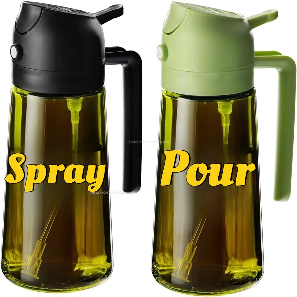 2 in 1 Dark Olive Oil Sprayer and Dispenser Black Lightproof Oil Spray Bottle for Cooking Salad BBQ Kitchen Barbecue Tools Zpaxo 2PCS-BLACK-GREEN