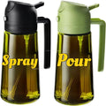 2 in 1 Dark Olive Oil Sprayer and Dispenser Black Lightproof Oil Spray Bottle for Cooking Salad BBQ Kitchen Barbecue Tools Zpaxo 2PCS-BLACK-GREEN