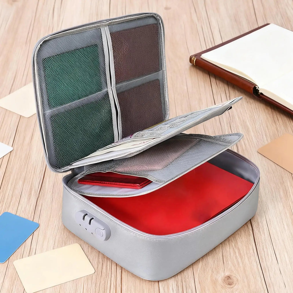 Fireproof Document Box 1200C Heat Insulated Safe Storage Case Fireproof Safe Box for Archive Passport Certificates Laptop Zpaxo
