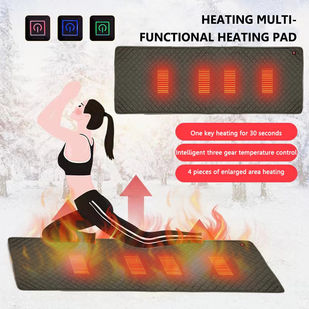 60X180cm Camping Tent Heated Mat Outdoor USB Electric Blanket 3 Level Adjustable Temperature Heater Cushion for Winter Travel Zpaxo