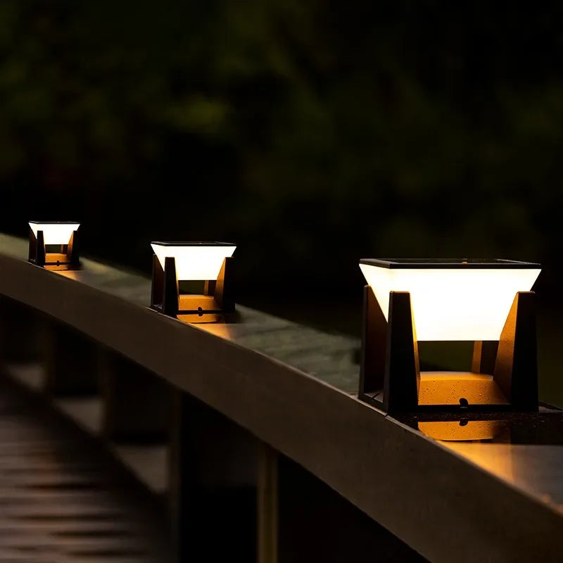 Solar Pillar Lights for Fence Garden Waterproof Landscape Column Lighting Modern LED Solar Cap Lamp for Flat Surfaces Lighting Zpaxo