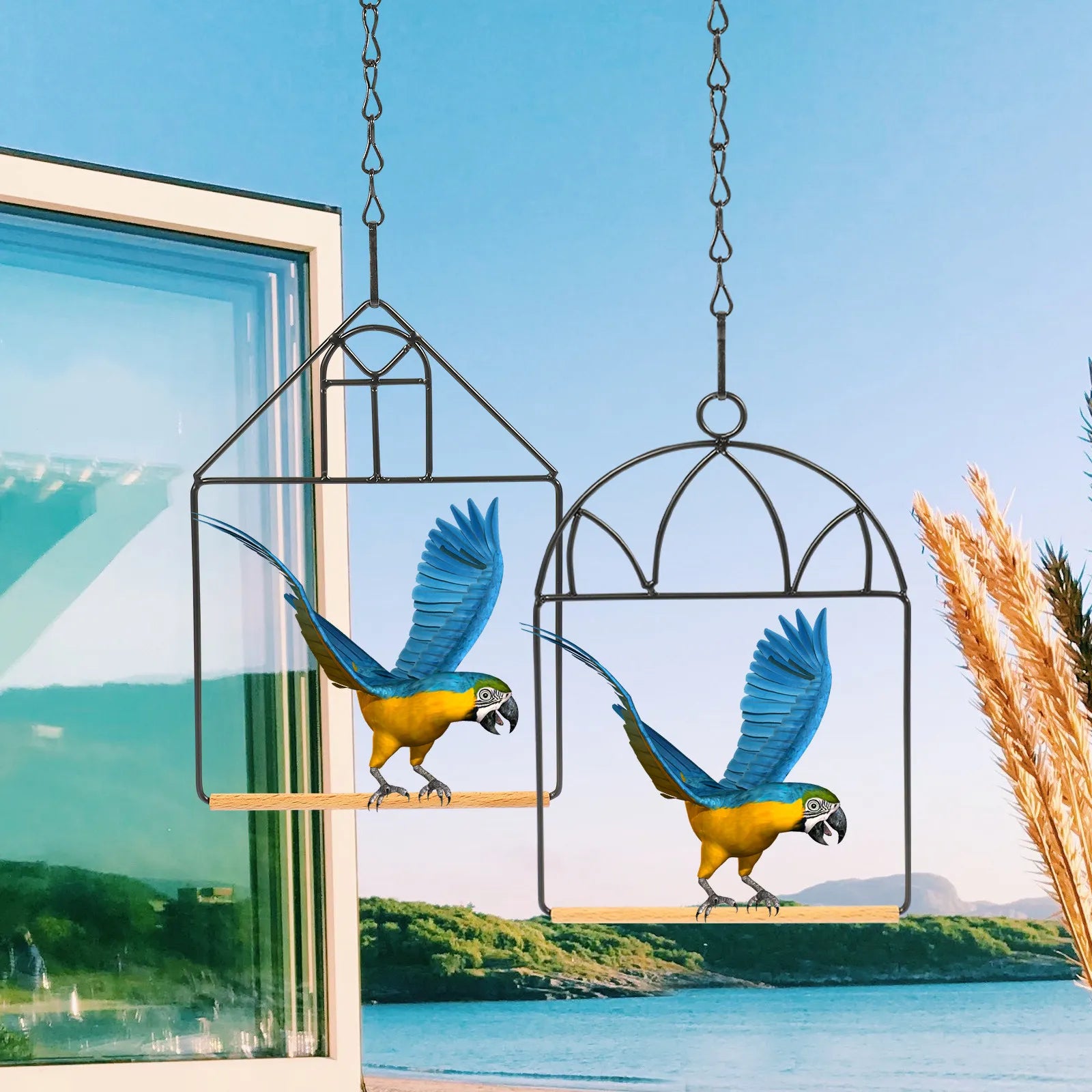 3Sets Metal Bird Perch Stand Portable Parrot Training Rack Indoor