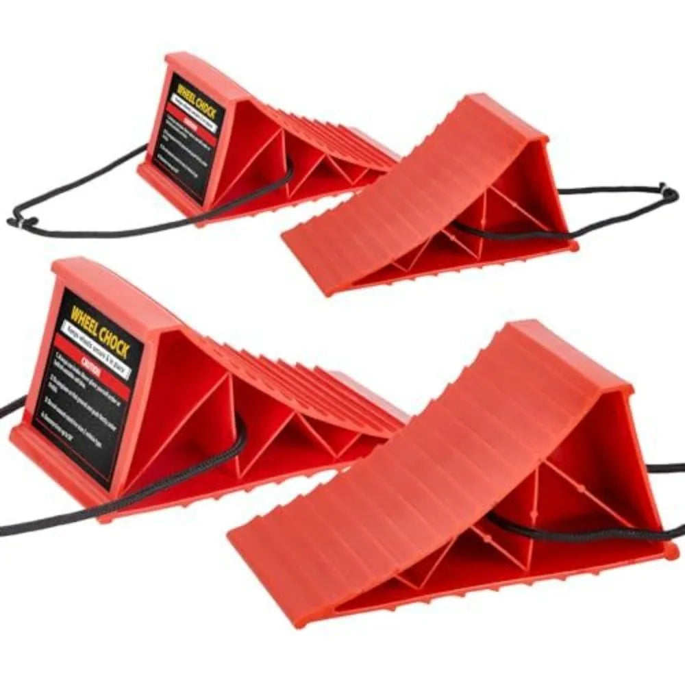 Multipurpose Design Wheel Chocks For RV Space-Saving With Handles Anti-Slip Wheel Chocks Portable Pad Safety Zpaxo Red
