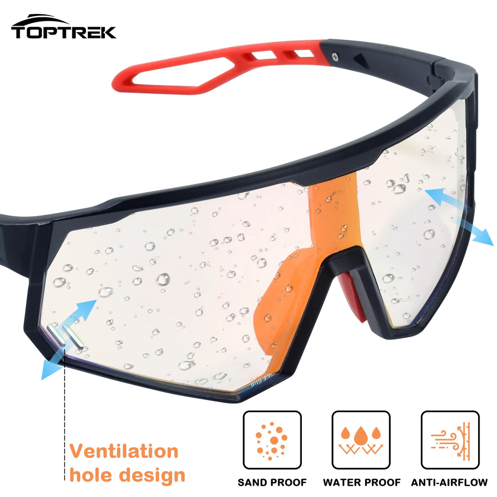 Toptrek Photochromic Cycling Sunglasses Men Women Outdoor Sport Running Bike Hiking Bicycle Eyewear MTB Baseball Glasses Goggles Zpaxo