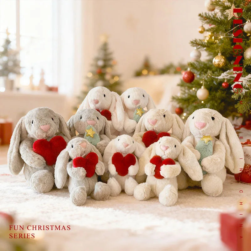 Cuddly Floppy Ear Rabbit Plush Toy Holding Red Heart Soft Stuffed