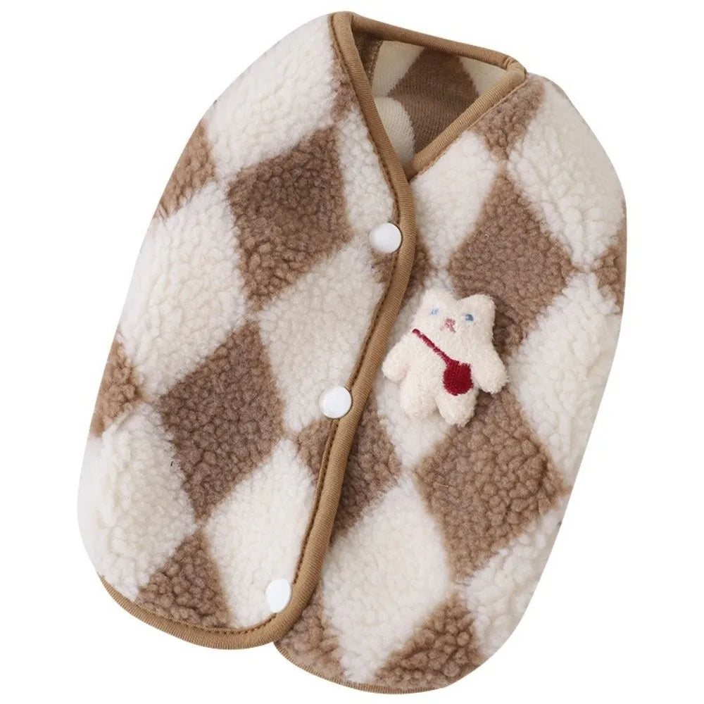 Plaid Fleece Dog Vest Coat – Winter Outfit for Small Dogs Dog Vest Coat Zpaxo