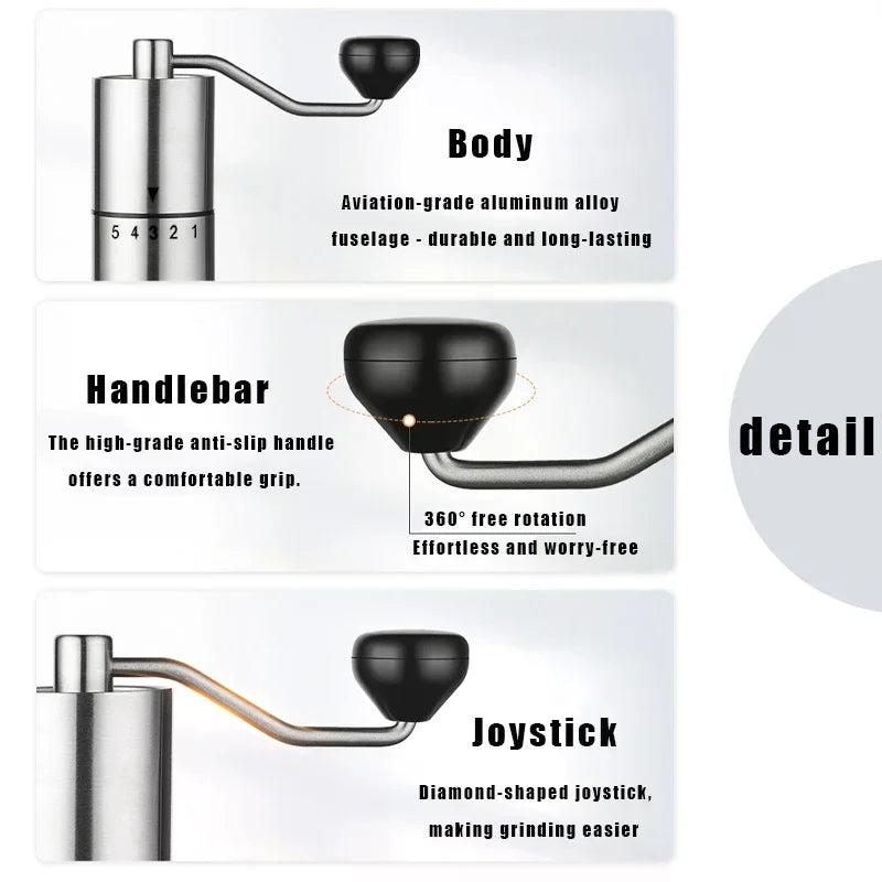 Stainless Steel Manual Coffee Grinder Portable Home Leisure Zpaxo