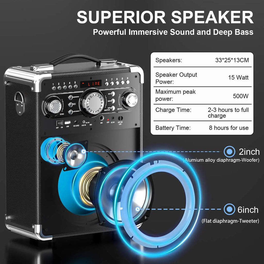 S8-T Kara Ok 3 Microphones Portable Bluetooth 5 Speaker Suitable