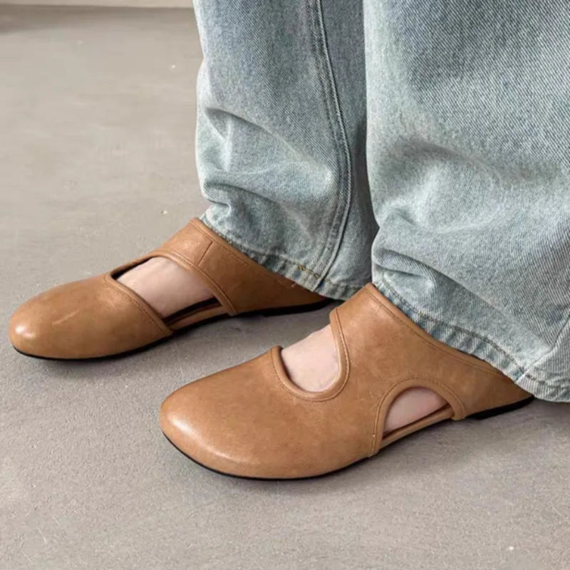 Women's Fish Mouth Closed Toe Solid Vintage Slippers Women Casual Zpaxo