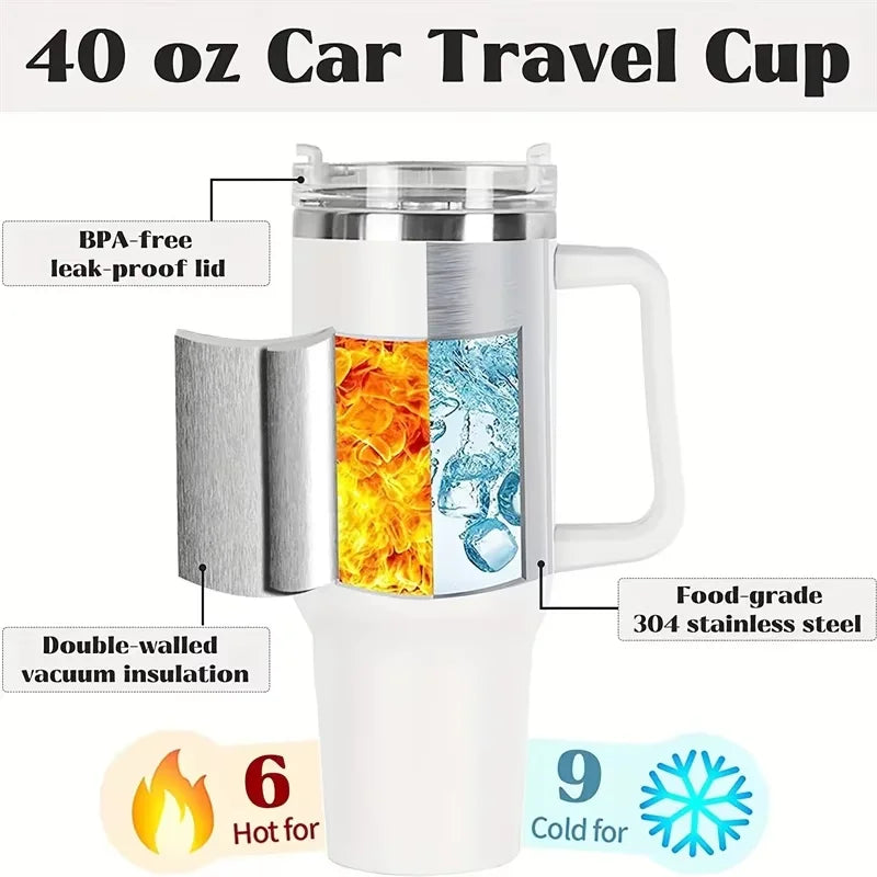 8/4/2/1pcs 40oz Stainless Steel Vacuum Insulated Tumbler Thermos Custom Travel Water Bottle with Handle Outdoor Coffee Mug Zpaxo