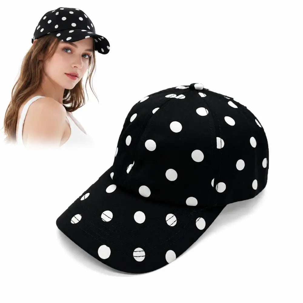 Retro Soft-top Polka Dot Baseball Cap Adjustable Sun Protection Casual Hat Versatile Wide Brim Peaked Cap Summer Outing Zpaxo