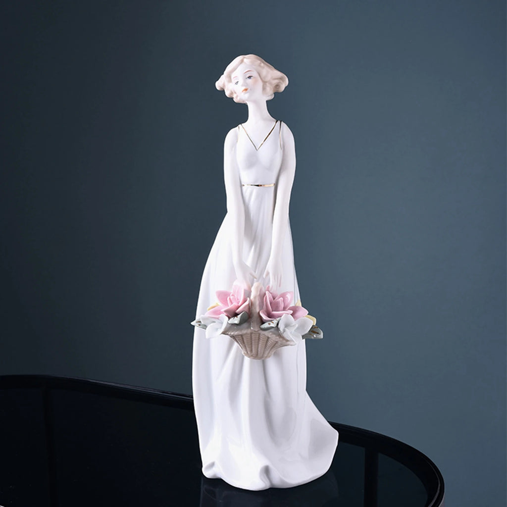 Porcelain Lady Statue – Ceramic Girl Figurine Home Decor Gift Decorative Figurine Zpaxo
