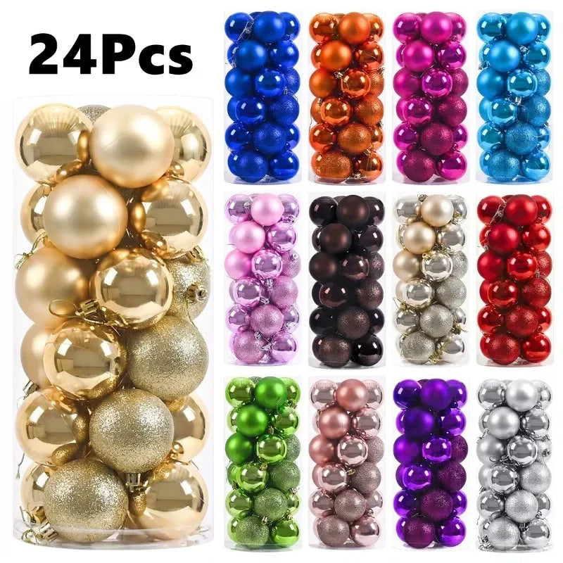 24-Pack Christmas Ball Ornaments – 3cm 4cm 6cm Tree Baubles Christmas Ornaments Zpaxo