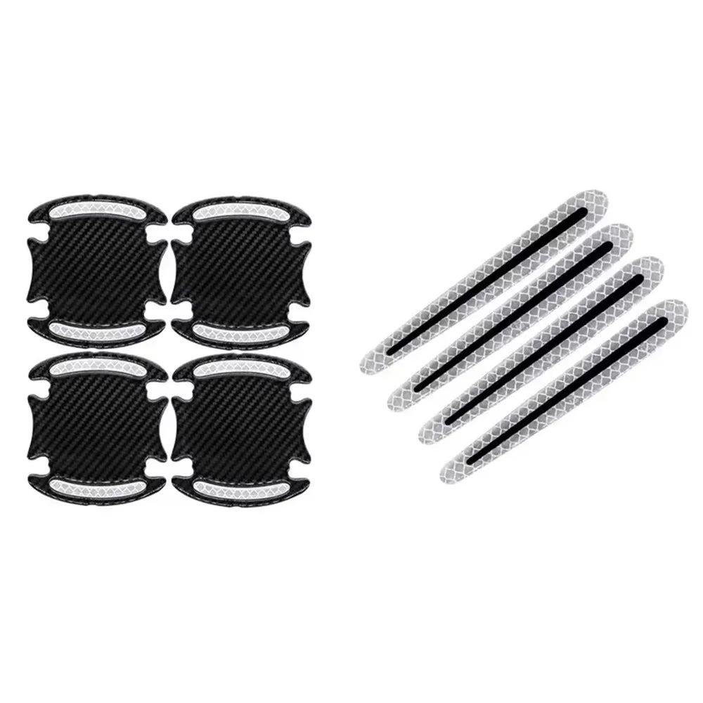 Carbon Fiber Car Handle Protector Self-adhesive Reflective Door Guard Zpaxo White
