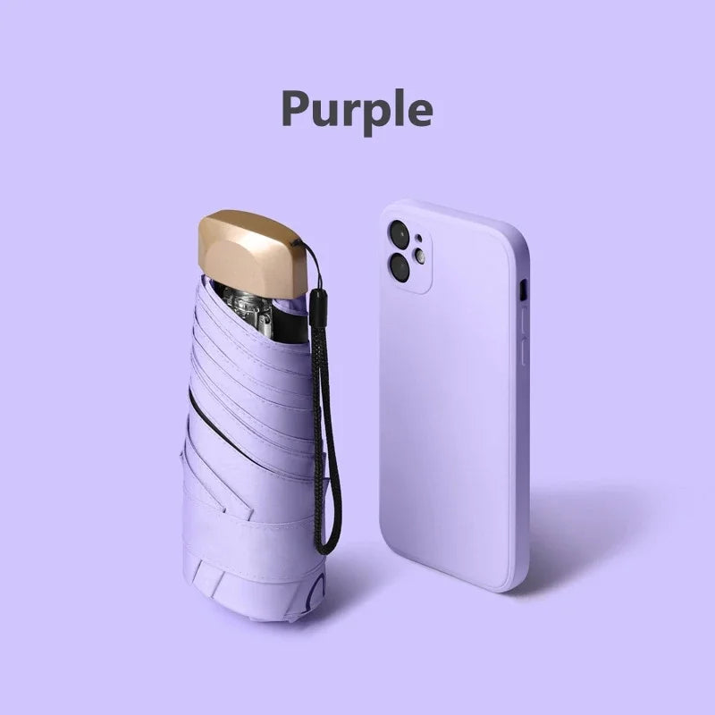Mini 55 Off Sun Umbrella Small Pocket Rain Vinyl Folding UV Zpaxo PURPLE 6K Aluminum