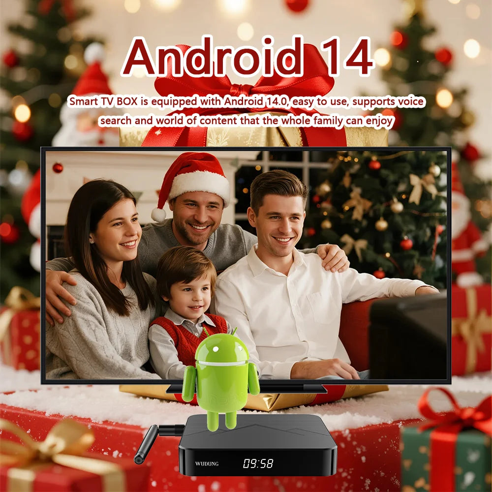 Wudung WD05 Android14 TV Box Amlogic S905Y5 Quad Core 4+32GB AV1 BT Zpaxo