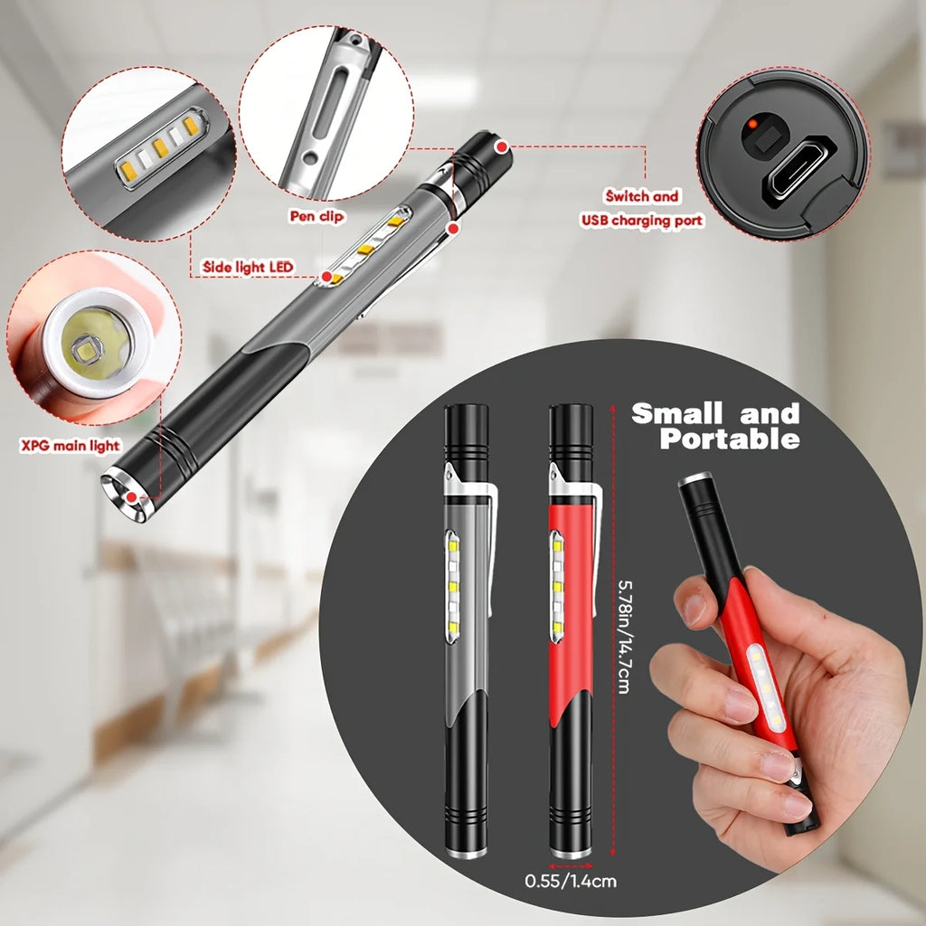 POCKETMAN USB Rechargeable Pen Flashlight – 4-Mode COB LED Pen Flashlight Zpaxo