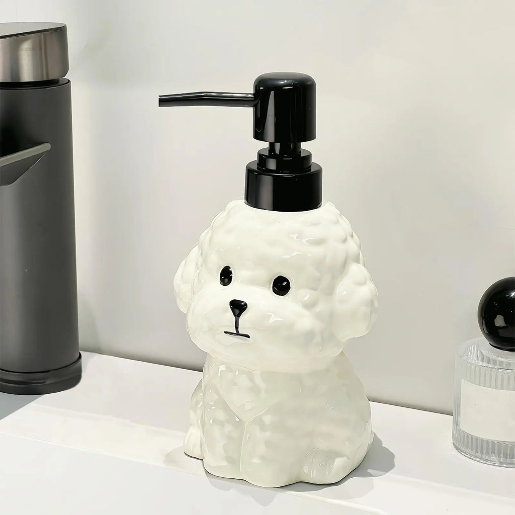 Soap Dispenser Dog Shape Ceramic Refillable Liquid Lotion Container