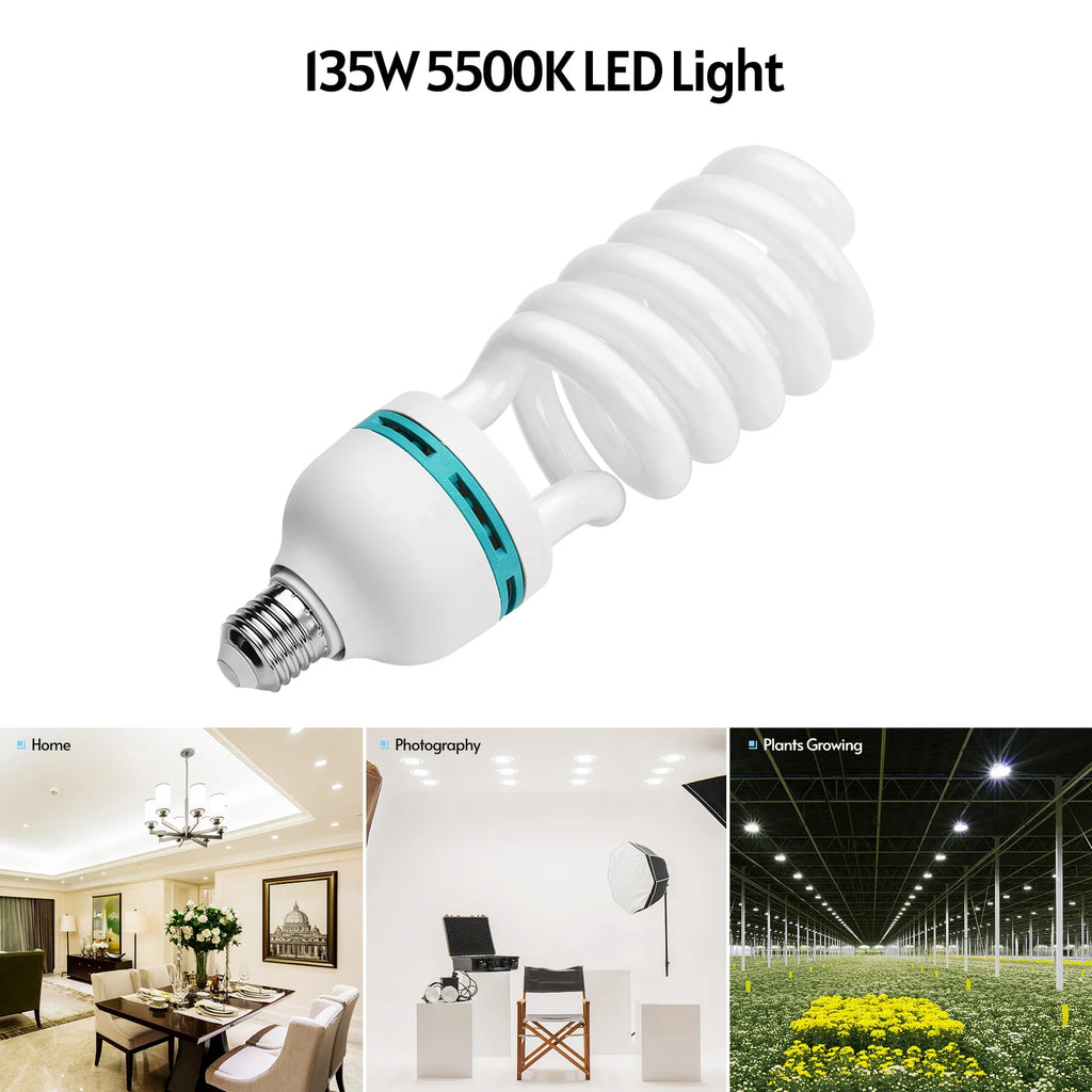 Andoer Spiral Fluorescent Light Bulb 135W 5500K Daylight CRI90 E27