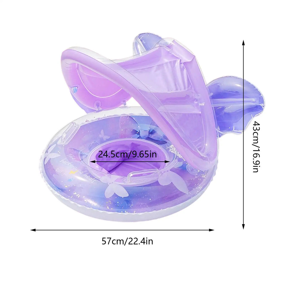 Baby Float Sun Protection Baby Rafts For Pool With Canopy Butterfly Shape Lounge Mat Boat Water Chair For Outdoor Play Swimming Zpaxo