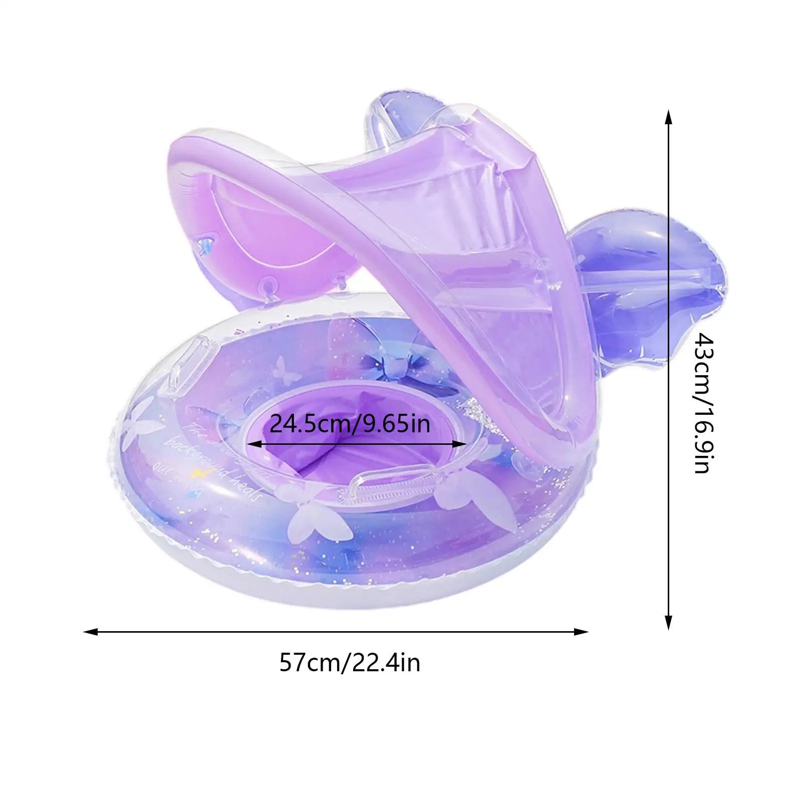 Baby Float Sun Protection Baby Rafts For Pool With Canopy Butterfly Shape Lounge Mat Boat Water Chair For Outdoor Play Swimming Zpaxo