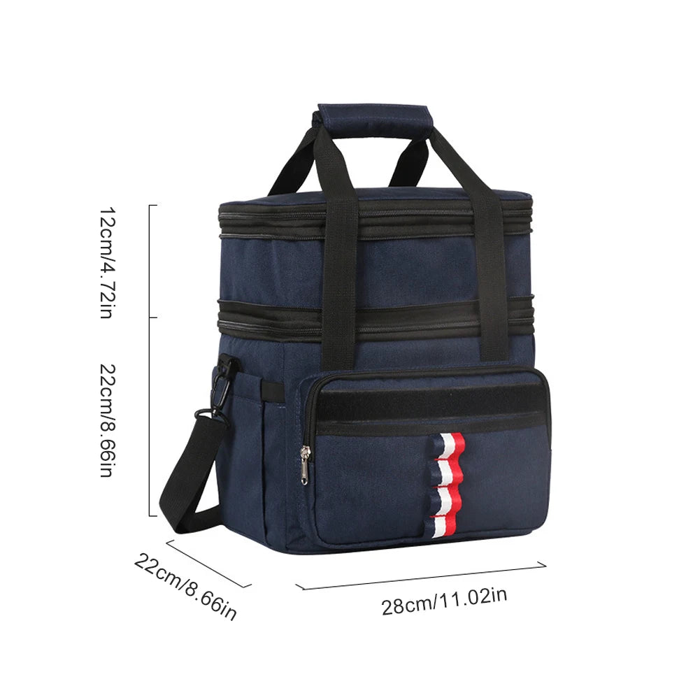Insulated Cooler Bag Side Pockets Thermal Storage Dual Compartments