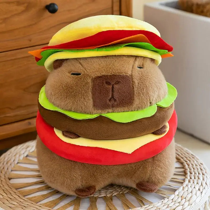 Hamburger Capybara Plush Plushies Cute Soft Doll Pillow Comfortable Zpaxo