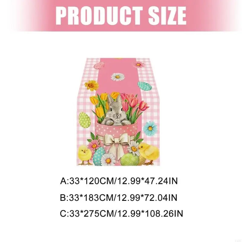 Linen Table Cover Colorful Bunnies Eggs Print Easter Spring Washable