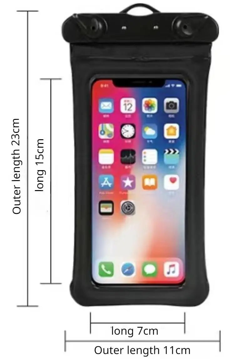 Floating Air Waterproof Swimming Bag Phone Case & Strap For iPhone 16 15 14 13 12 Samsung S23 Xiaomi 13 Huawei P30 Lite Cover Zpaxo Black
