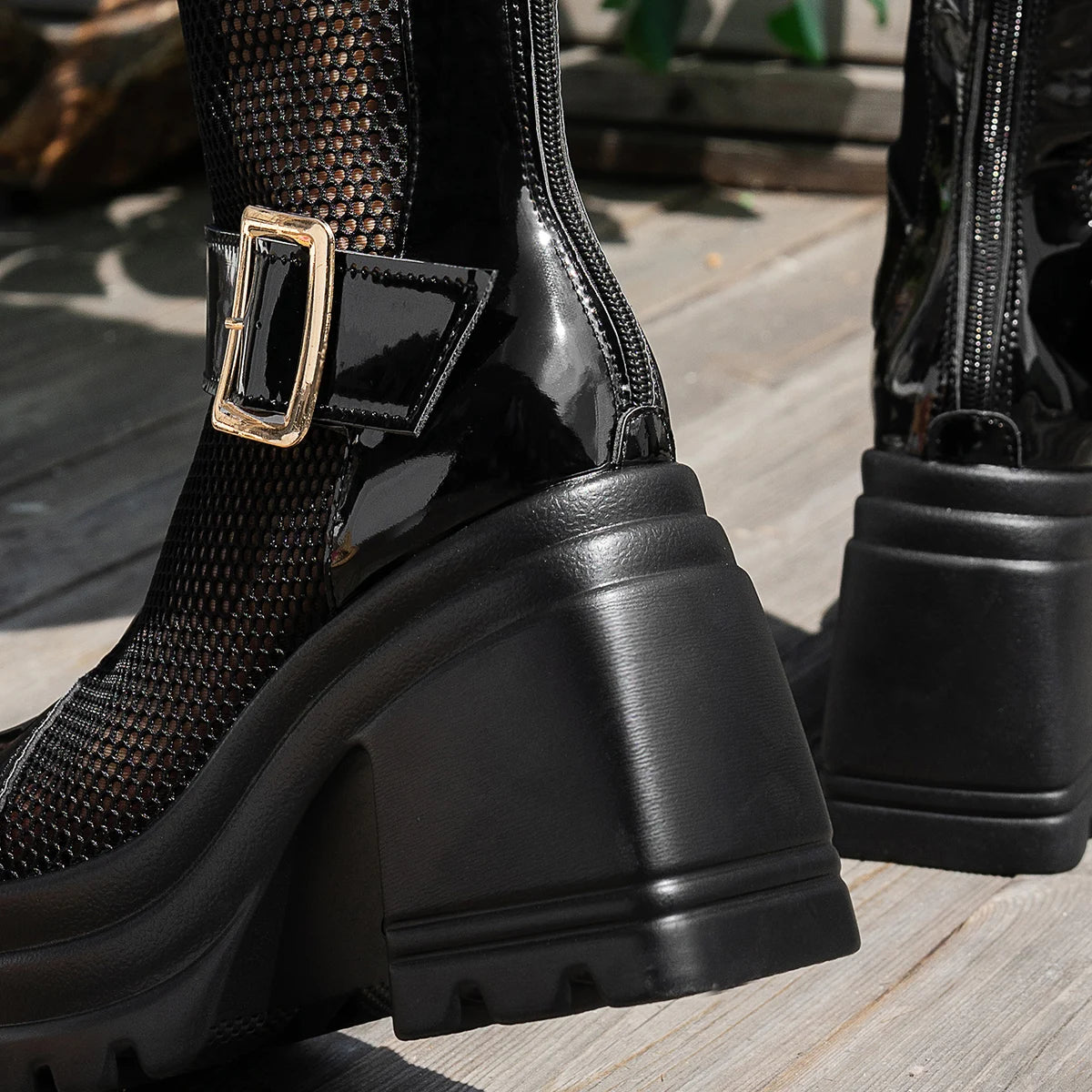 Women Boots 2025 New Solid Color Round Toe Boots Mesh Breathable Comfortable Women Sandals Summer Thick Heel Fashion Shoes Women Zpaxo