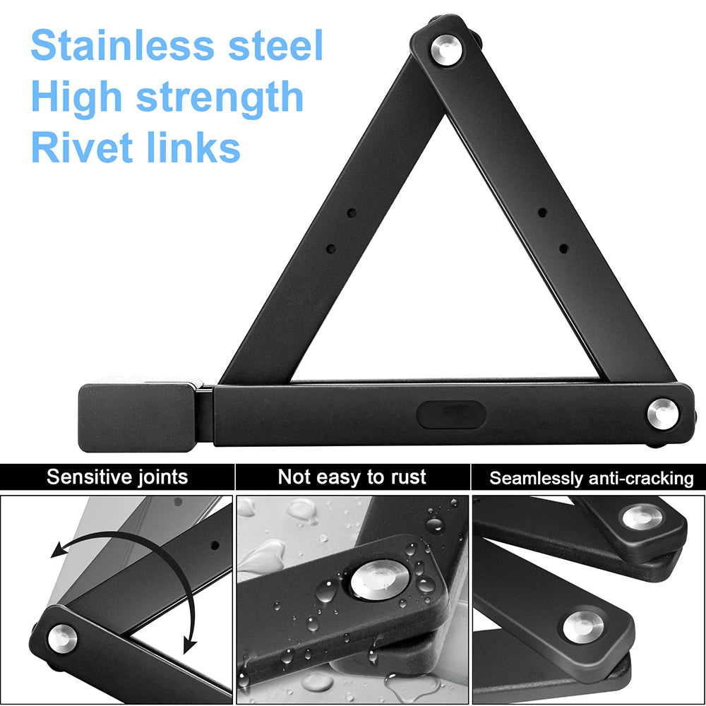 Foldable Bicycle Lock Stainless Steel Folding Bicycle Lock Waterproof Anti-Shear Anti-Theft Lock for Road Mountain Bike Motorcyc Zpaxo