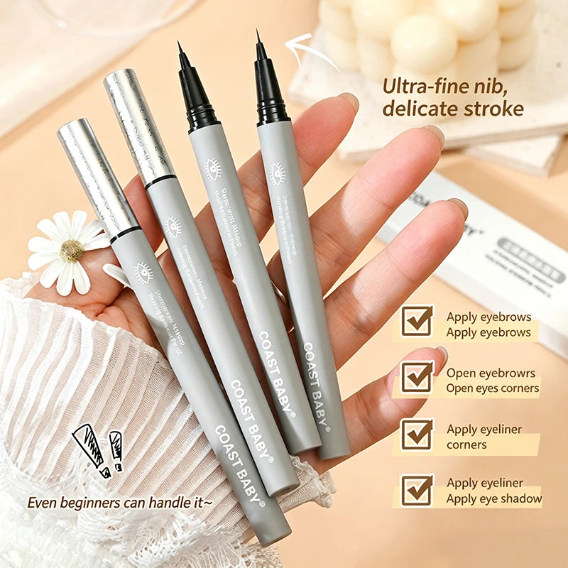 1/2PCS Long Lasting Sweatproof Waterproof Liquid Eyebrow Pencil Fine EyeLiner Pen Eyebrow Enhancers Eyebrow Brush Makeup Zpaxo