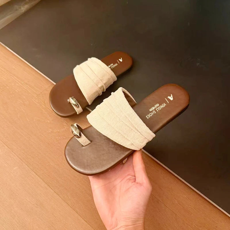 2026 Summer Toe Loop Comfortable Women Casual Metal Buckle Zpaxo
