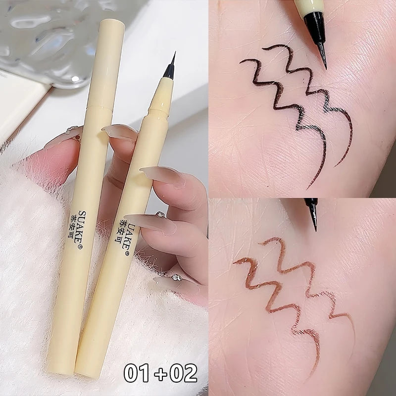 Black Liquid Eyeliner Pen Lasting Waterproof Sweatproof Eyeliner Lying Silkworm Pen Big Eyes Makeup Women Cosmetics Beauty Tools Zpaxo 01-02