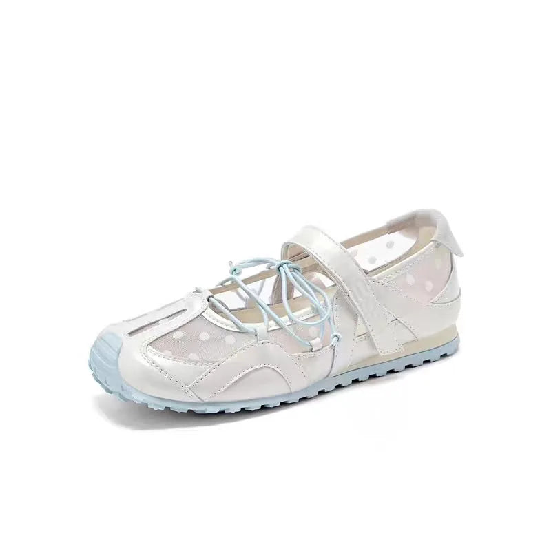 Women's Wave Point Comfortable Hollow Out Breathable Single Shoes Zpaxo Beige 35