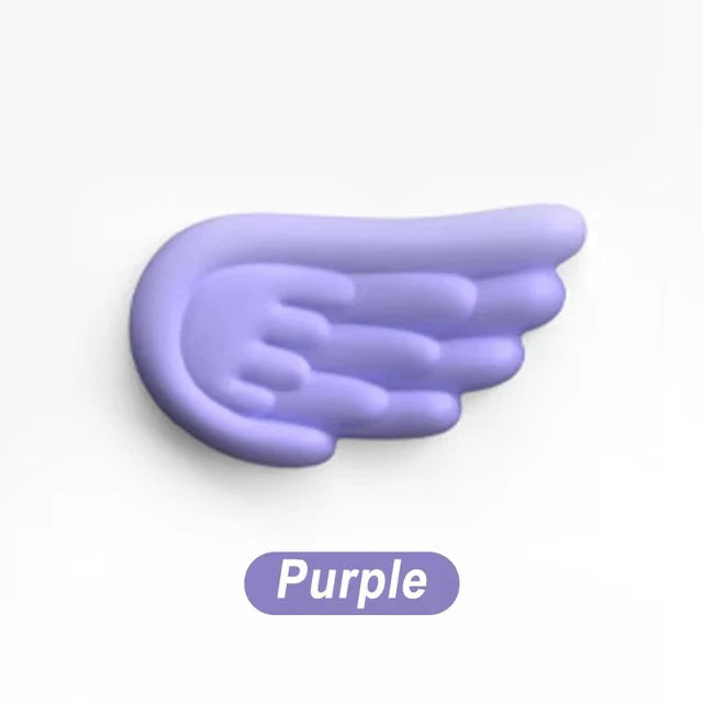 Angel Wings Shaped Keyboard Mouse Pad Memory Foam Superfine Fibre Non-Slip Wrist Rest Pad Ergonomic For Office Gaming PC Laptops Zpaxo Purple Short