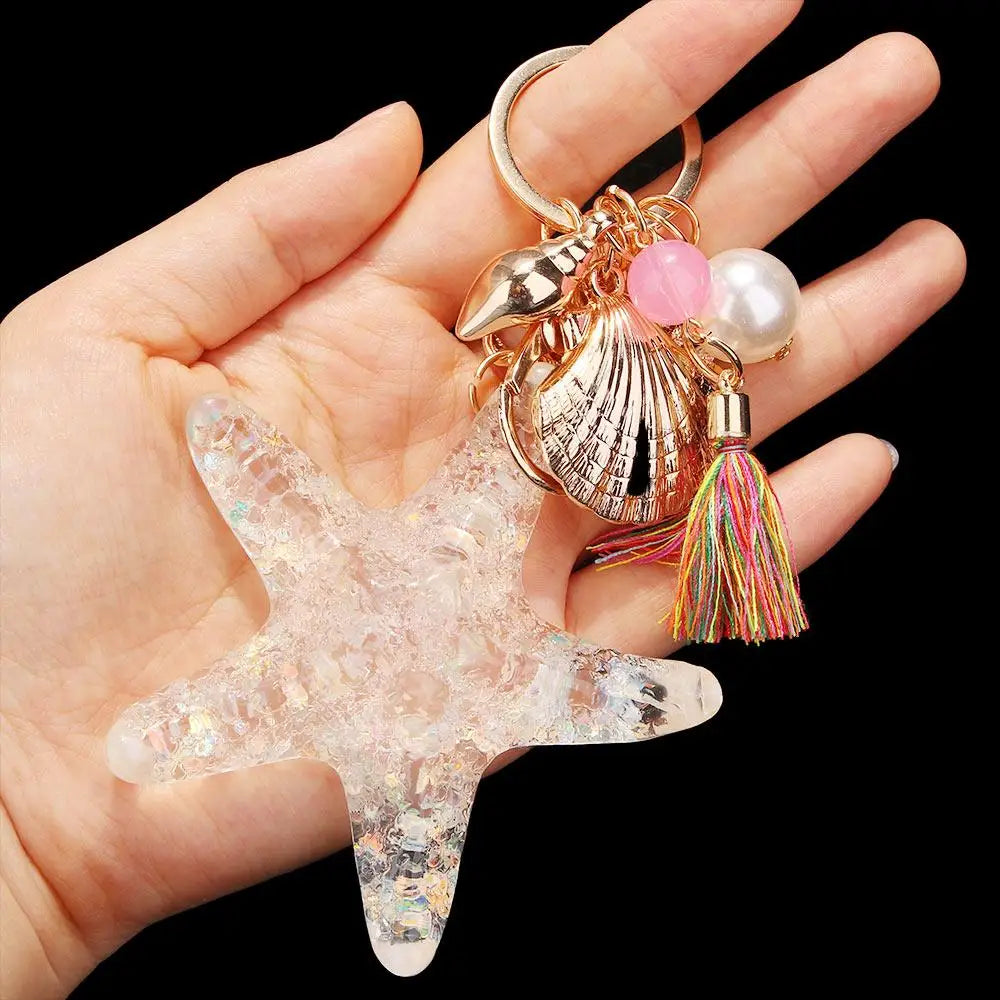 Chain Women Shell Starfish Pendant Accessories Key Ring Shell Keychain Starfish Keychain Key Chains Zpaxo