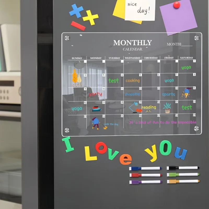 Clear Dry Erase Board Acrylic Magnetic Calendar Whiteboard Fridge