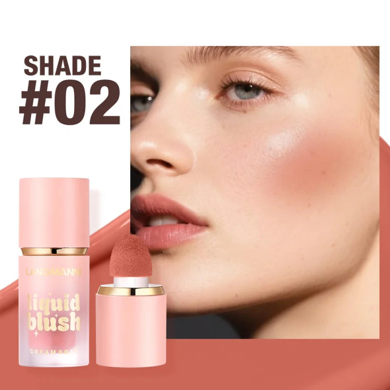 6-Color Matte Liquid Powder Blusher Easy to Apply Durable Waterproof Powder Blusher Sponge Brush Head Zpaxo