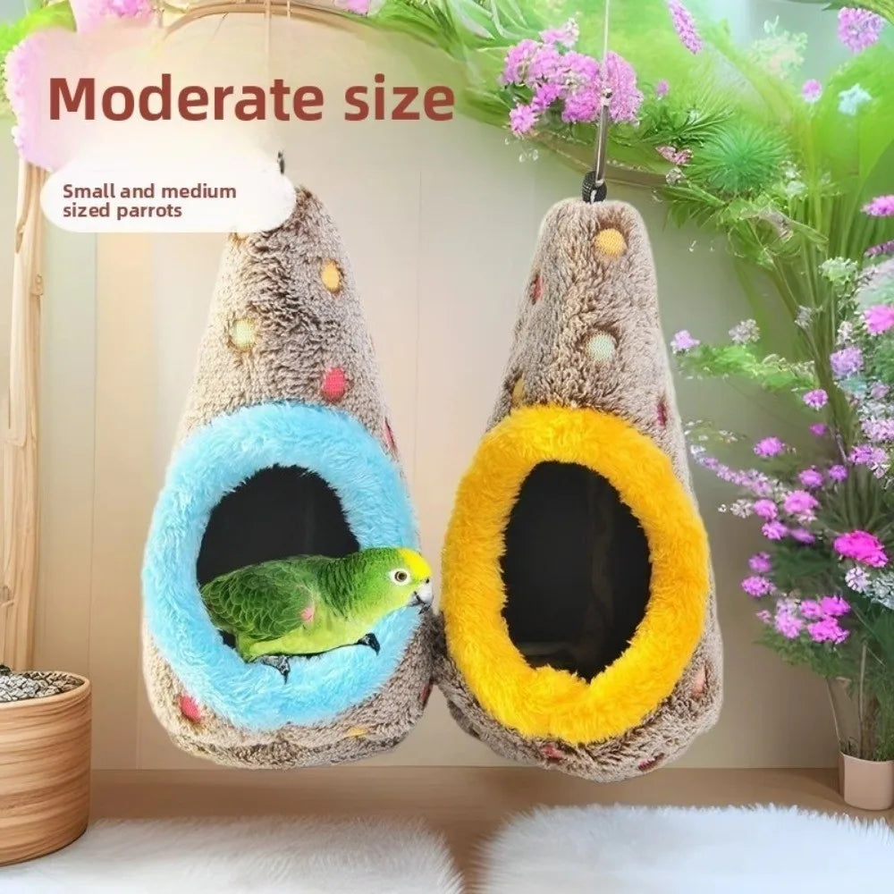 Hanging Plush Bird Nest for Parrots, Cockatiels & Lovebirds Bird Nest Zpaxo