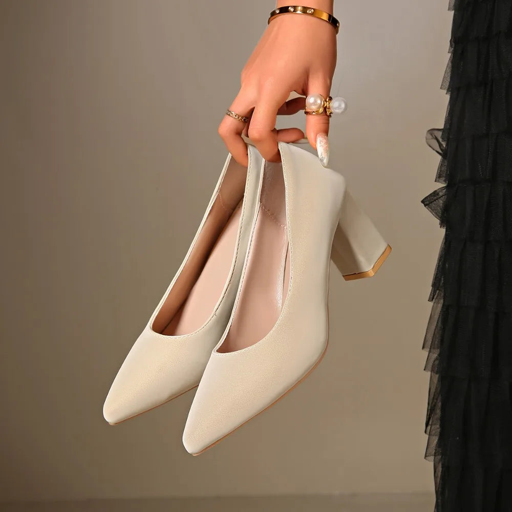 Heel Shoes Pointed Shallow Patent Leather Heels Fashion Elegant Women