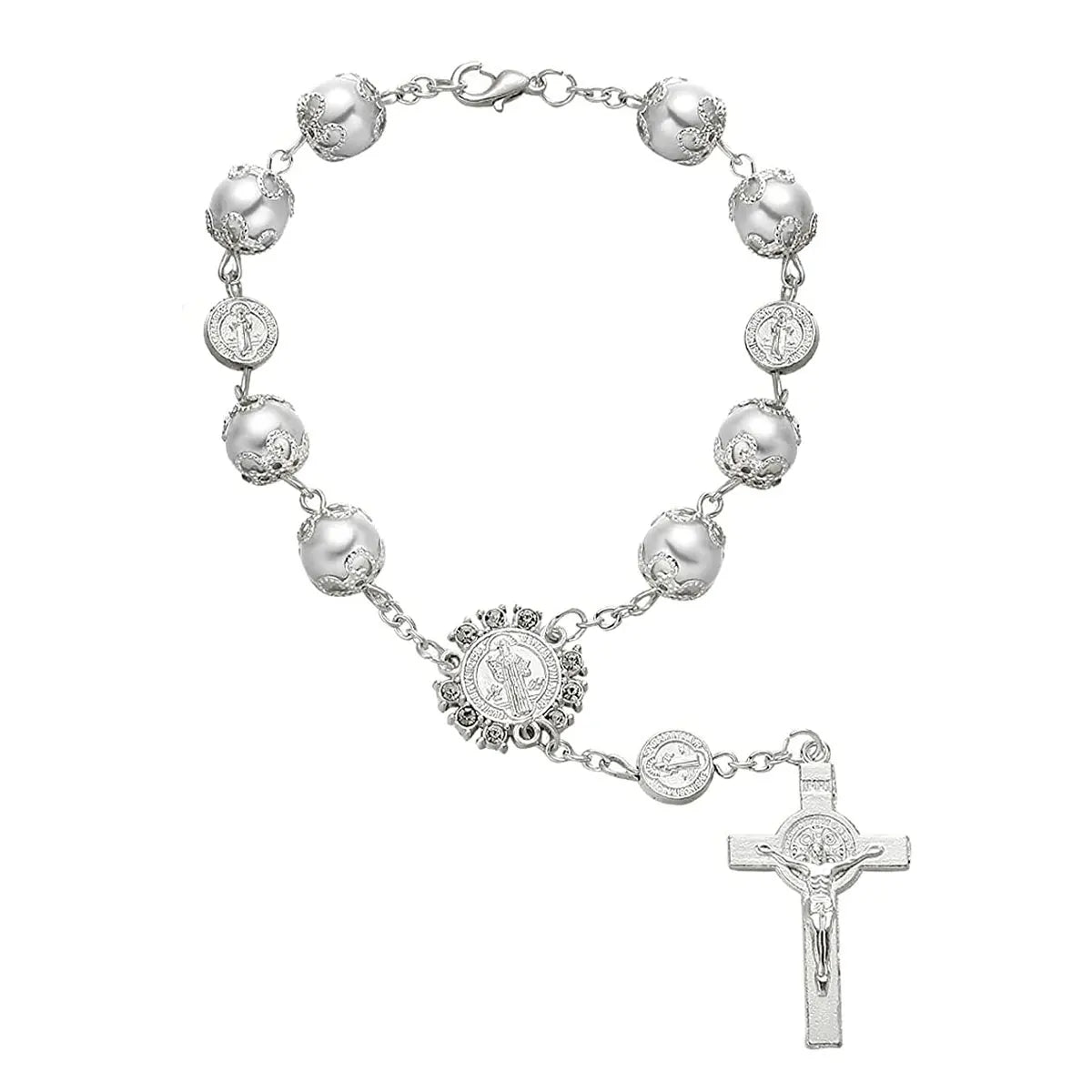 Car Ornaments Retro Imitation Pearl Cross Hanging Car Rear Hanging Auto Interior View Mirror Birthday Gift Auto Hanging Ornament Zpaxo 1PC