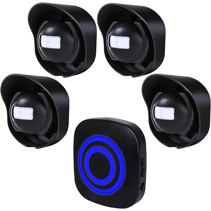 Driveway Alarms Wireless Outside Weatherproof Motion Sensor Alarms System Motion Detector Plug-in Receiver Loud Chimes Alarm Zpaxo 4 sensor 1 receiver EU